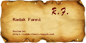 Radak Fanni névjegykártya